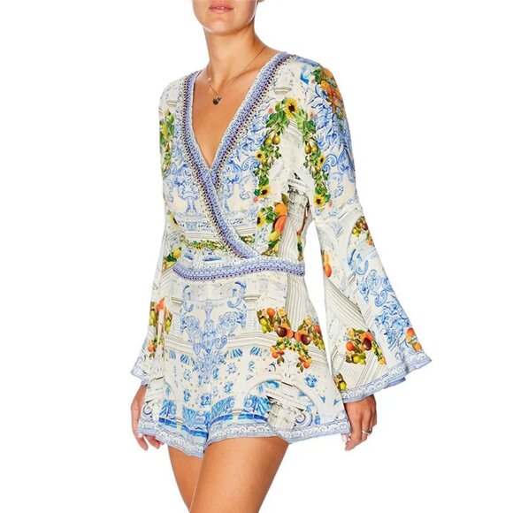 Camilla Come As You Are Bell Sleeve Playsuit Romper Small b58E - Picture 6 of 7